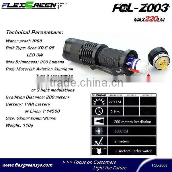 AA Battery Q5 Led Military Mini Flashlight photo-3