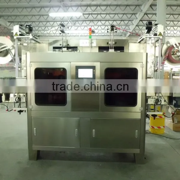 Double heads mineral water bottle sleeve trapping label machine with tunnel and generator