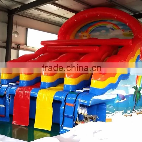 Large Inflatable Rainbow Water Slide for Pool Kids Play Slide photo-2