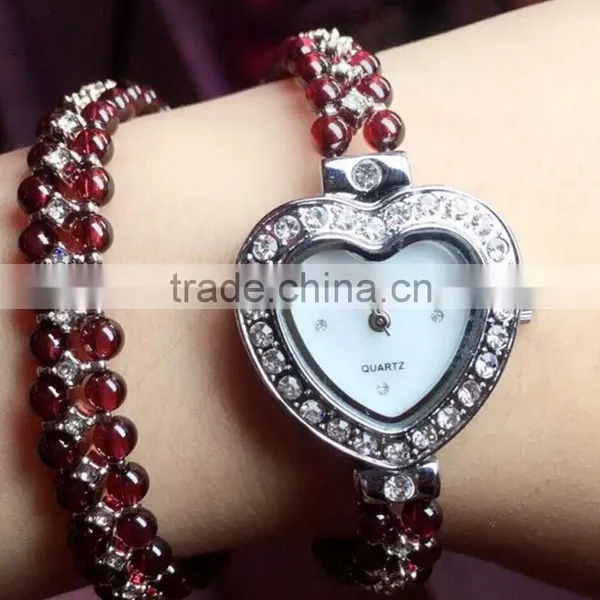 Hot Fashion Europe and America Cai Bao Jewelry 925 Silver Inlaid Natural Garnet Watch Bracelet Jewelry photo-4