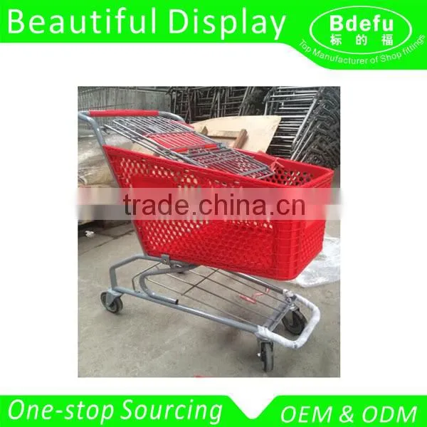 100L Supermarket Plastic Shopping Trolley Cart
