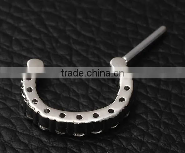 Septum Clicker Nose Rings CZ Gem Ear Piercing Cuff Diath Cartilage photo-6