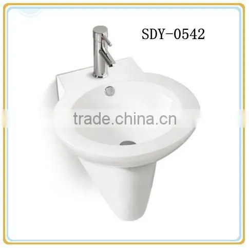 Sanitary Ware Ceramic Wash Wall-hung Basin Bathroom One Piece Pedestal Basin