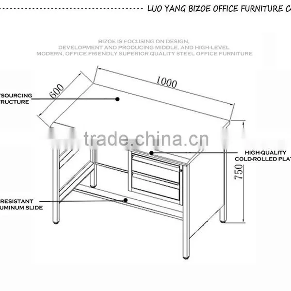 KD Office Furniture Wholesale Office Table With 2 Drawers photo-3