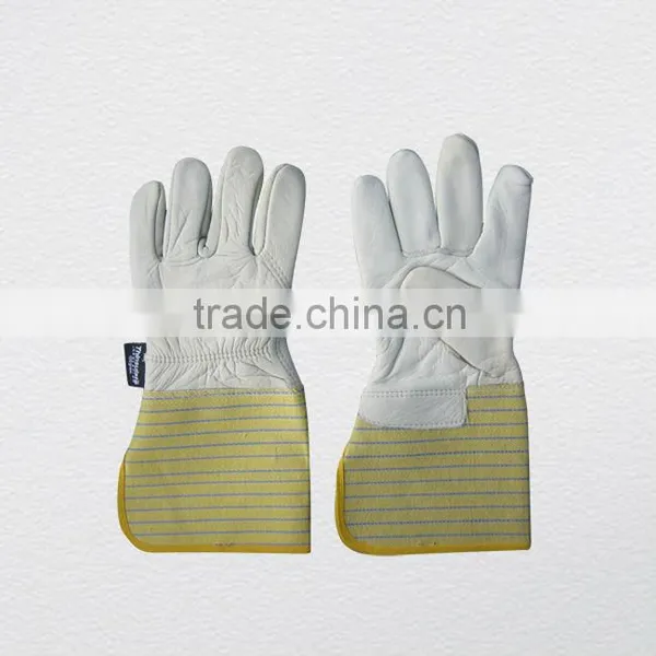 Cow Grain Leather Long Cuff Winter Gloves