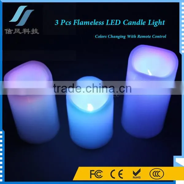 3Pcs Flameless LED Candle Light Colors Changing Candle With Remote Control photo-3