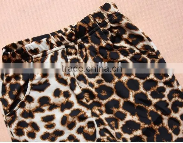 2015 Party Dress 2 Pcs Leopard Pants Fashion Newborn Christmas Baby Girl Outfit photo-6