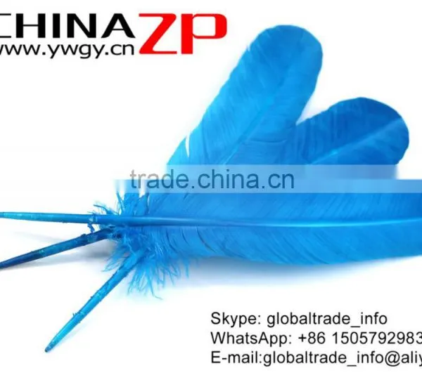ZPDECOR Wholesale Best Selling Feather Size From 30cm-35cm Dyed Turquoise Blue Solid Color Turkey Wing Feathers photo-2