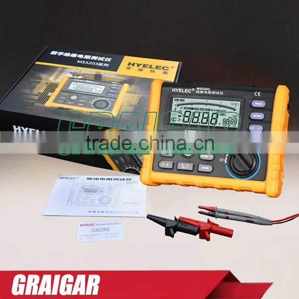 HYELEC MS5203 Digital Insulation Resistance Tester Multimeter Megger 0.01 Mohm to 10.00 Gohm HV Meter 50V-1000V Output photo-2
