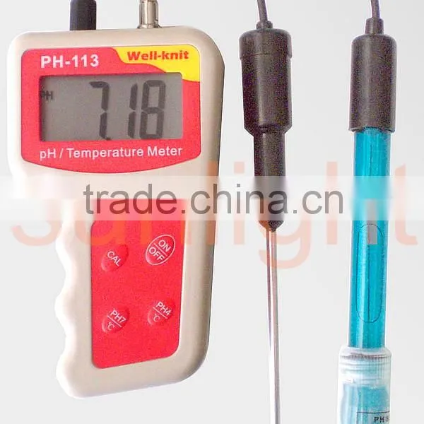 Handheld pH Meter, pH and Temperature 2 in 1 Meter, ATC, PH-113