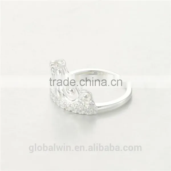 Fine Jewelry European Design Pure Silver Clear CZ Crown Ring photo-2