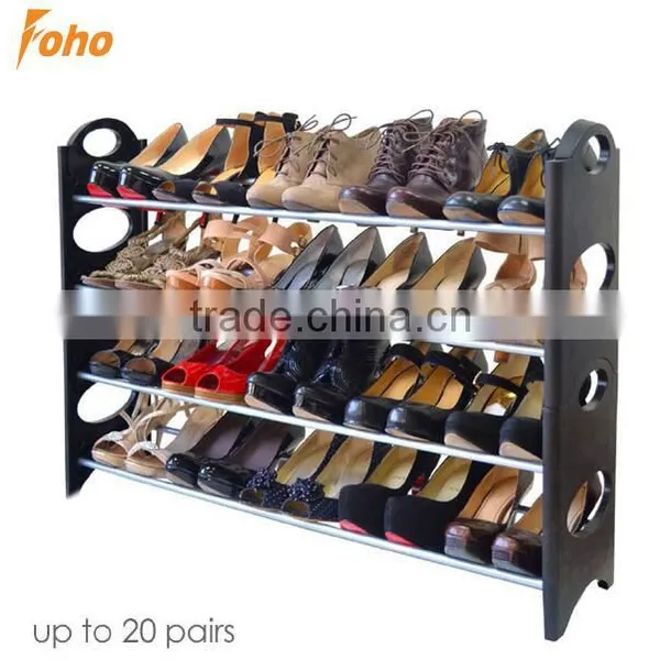 Closet Shoe Rack 20 Pair Organizer Home Storage Holder Stand 4 Tier Shelf Black photo-3
