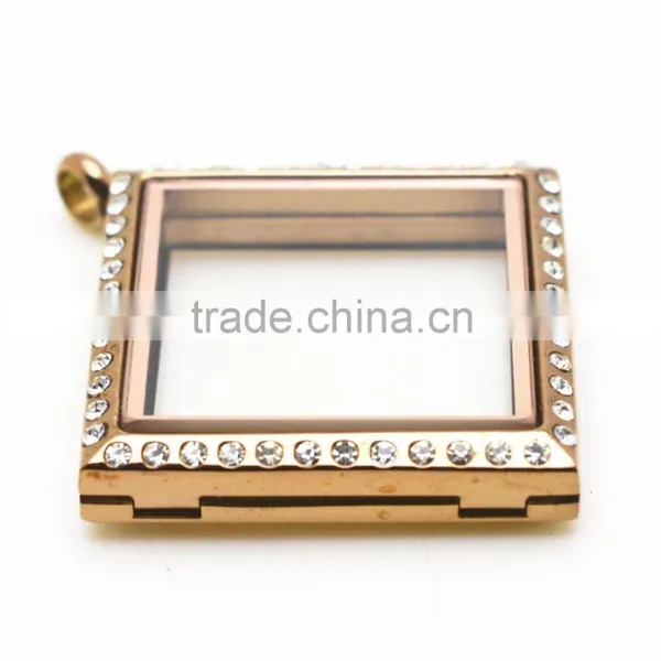 Crystal Floating Lockets Square Shape Lockets for Wholesale photo-5