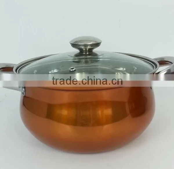 10pcs Colorful Soup Pot ss Pot With Glass Lid And Ear Handle Of Stainless Steel Cookware Set photo-2