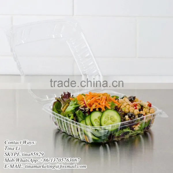 Cheap Price Clamshell Plastic Cake Container Carrier With Hinged Lid, Clear Plastic Take Out Food Packaging Box for Salad photo-2