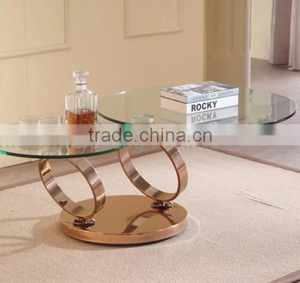 New Model Round Golden Stainless Steel Extendable Coffee Table photo-4
