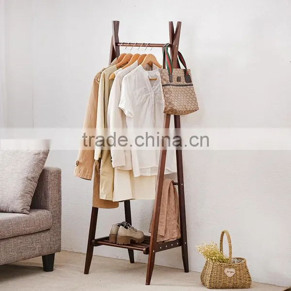 Wooden Coat Hanger With Base Board Wooden Clothes Rack photo-2