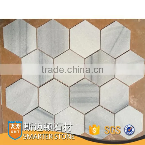 Spray Grey Marble Stone White Grey Marble Mosaic With Mesh photo-2