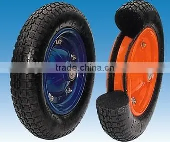 13inch Solid Wheelbarrow Wheels With Metal Rim Flat Free Tyre photo-3