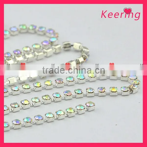 Crystal Roll AB Stones Rhinestone Cup Chain With Silver Claw WRC-013 photo-2