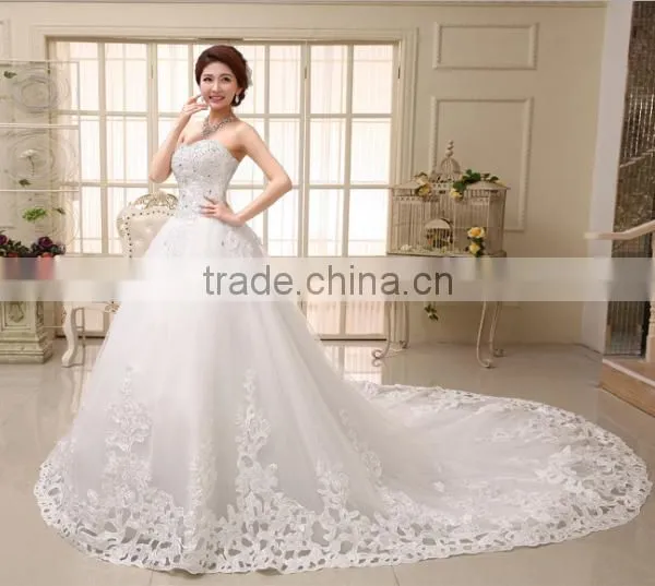 Wholesale Bridal Wedding Dress 2016 New Korean Version Sweet Elegant Princess Tail Wedding photo-4