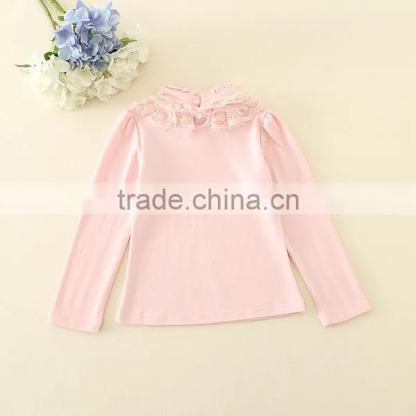 Child One Piece Undershirts Long Sleeves Top for Girls Baby Pink and White Long Sleeves T-shirts for Autumn photo-3