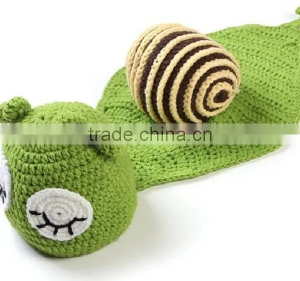 Handmade Crochet Small Green Snail Baby Clothes Camera Photography Props photo-6