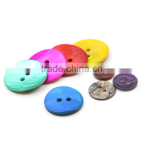High Quality Colorful 2-Holes 100pcs/Bag Round Natural Shell Button Mother of Pearl Buttons photo-2