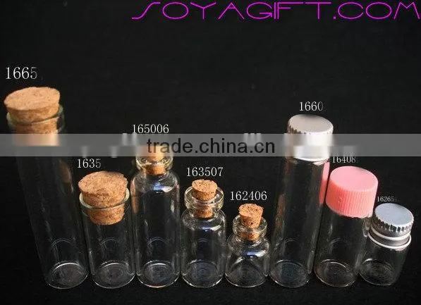 16mm Clear Glass Wishing Bottle With Cork Stopper and Test Tube for Lab photo-2