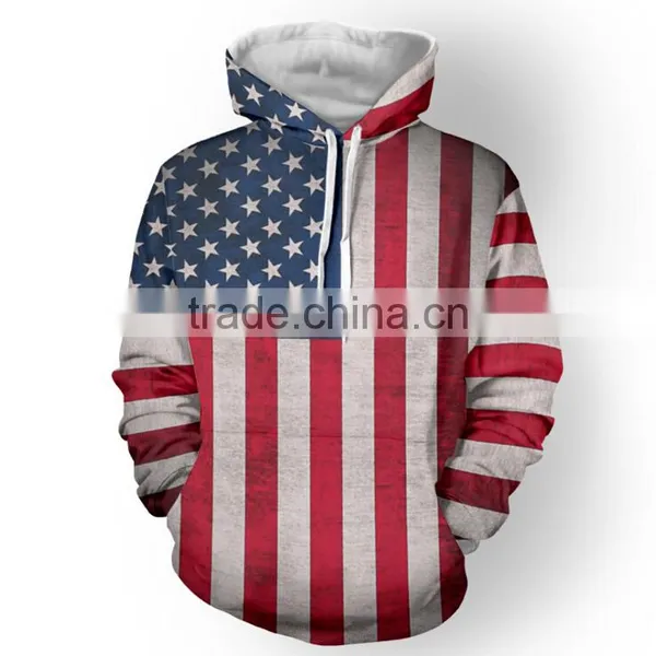 Unisex Fashion USA American Flag Print Hooded Slim Pullover Hoodie Sweatshirt photo-6