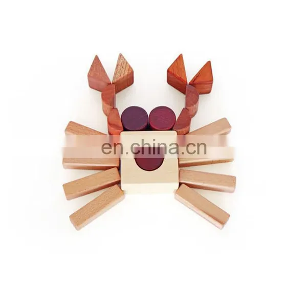 Montessori Material Early Educational Nature Wooden Crab Toys Animal Blocks For Kids