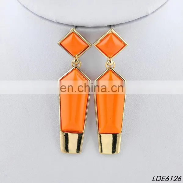 Orange Pencil Stub Earrings Fashion Gold Dangle Earrings photo-2