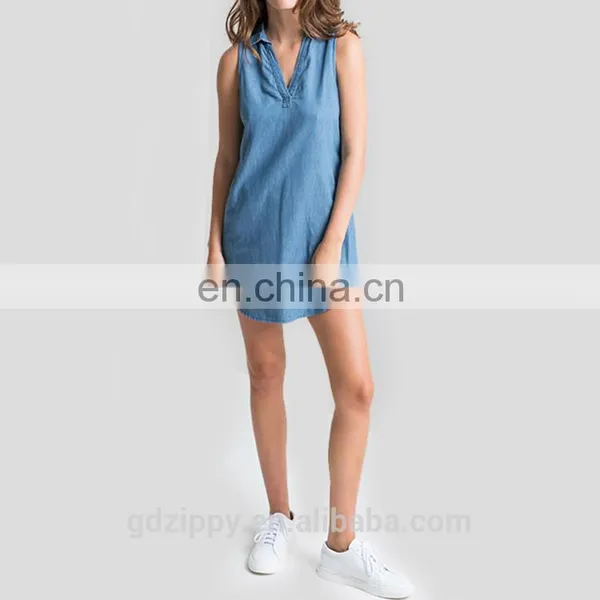 Latest Women Blue Denim Jeans Dress Denim Halter Dress Denim Dress photo-5