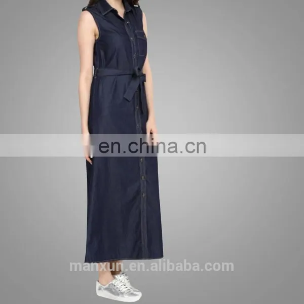 Nice Design Lady Causal Clothing Navy Blue Jean Skirt Open Front Button Women Dress Wholesale 2016 photo-2