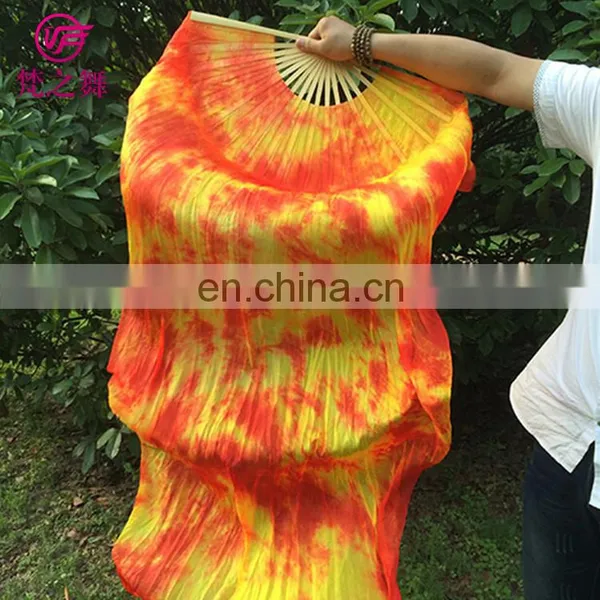 P-9074 New Arrival Dyed 100% Real Silk Long Belly Dance Fan Veil With Size 1.8m and 1.5m photo-3