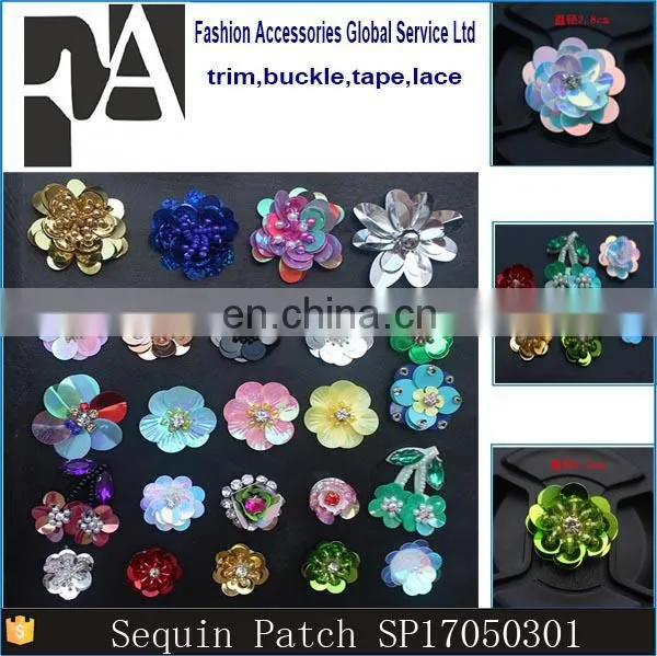 2017 New Look 3D Handmade Colorful Sequin Flower With Pearl and Rhinestone photo-6