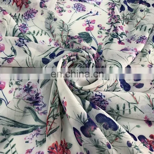 Beautiful Flowers Print Lightweight Chiffon Fabric for Women's Dress photo-3
