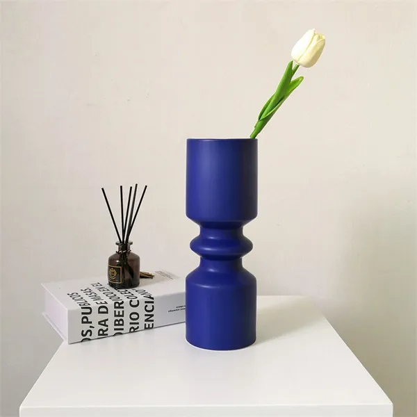 Klein Blue Hand Made Modern Nordic Tall Ceramic Dry Flower Vase For Hallway Decor photo-4