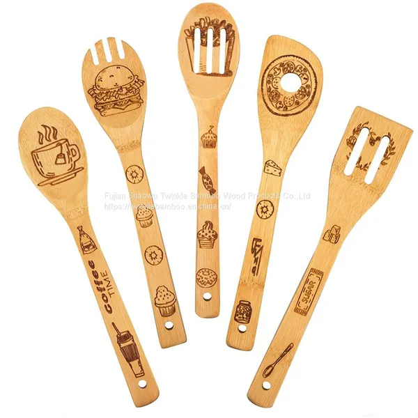 Wholesale Bamboo Wood Spoons Kitchen Utensils Set Burned China Twinkle Bamboo photo-2