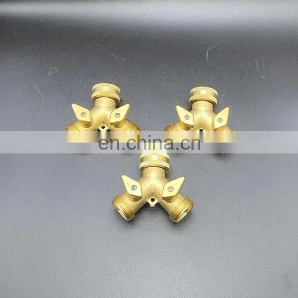 Hose Splitter Garden Watering Hose Quick Release Connector 2-Way Brass Shut-Off Ball Valve photo-2