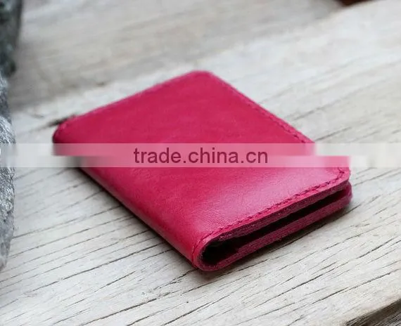 producing elegent red bifold leather card holder high quality and compectitive price from guangzhou china