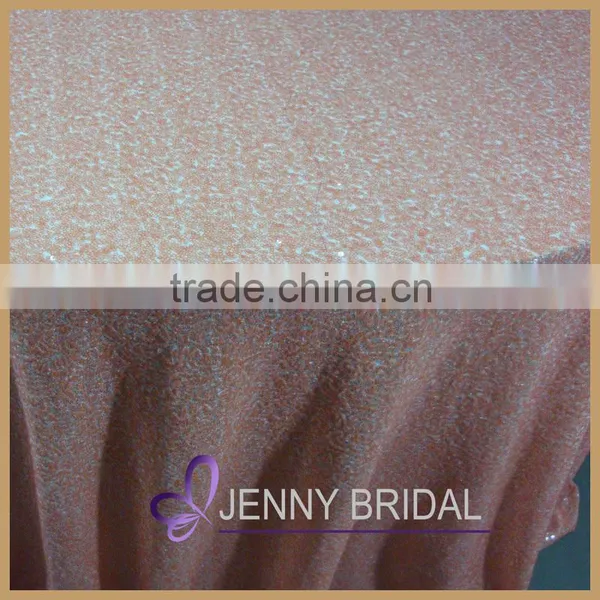 SQN#55 Fancy Coral Salmon Sequin Round Metallic Sequin Table Cloth photo-2