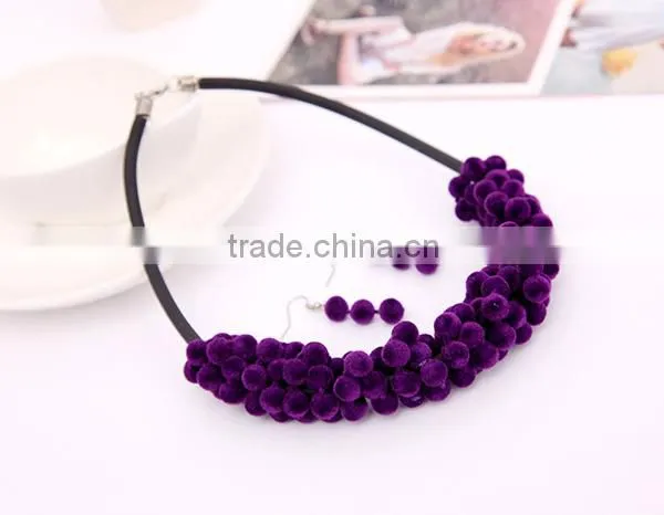 Wholesale New Arriva Personality Statement Jewelry Set Warm Plush Leather Chain Necklace Set photo-4