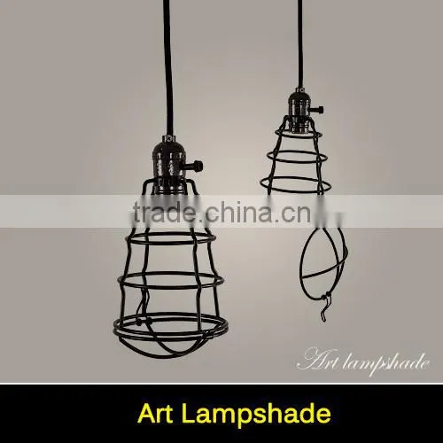 Art Deco Vintage Industrial Antique Metal Cage Pendant Light Factory Wire Steel Lampshade 220V E27 Lamp Holder
