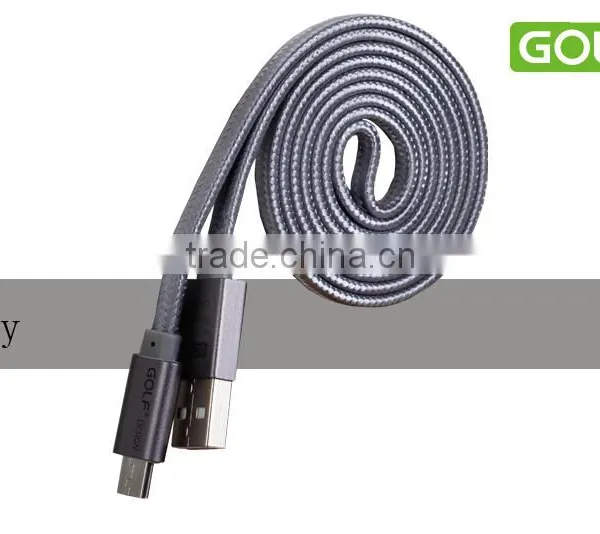 GOLF Micro Metal Flat Cable 2.1A Weave Noodle Fast Charge and Data Cable for Android Mobile Phone photo-3