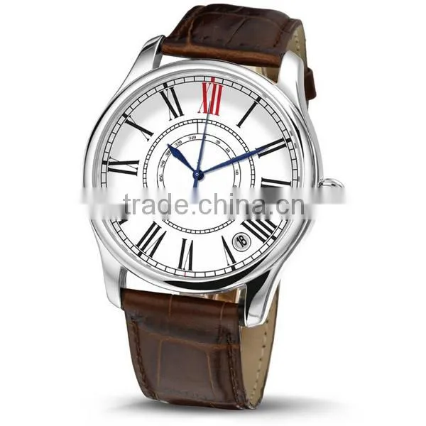 2015 Trendy Design Stainless Steel Back Water Resistant Leather Band Factory Watch photo-3