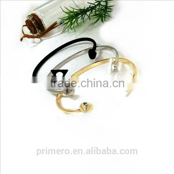 Fashion New Copper Alloy Triangle Cuff Expandable Pyramid Bangle Wholesale photo-3