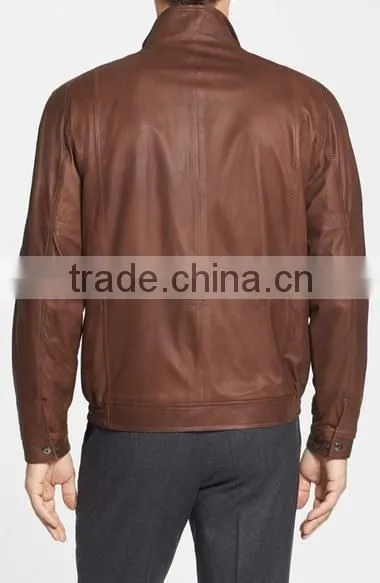 Awsome Matching Collar Style Custom Pockets Man Fashion Leather Jacket photo-2