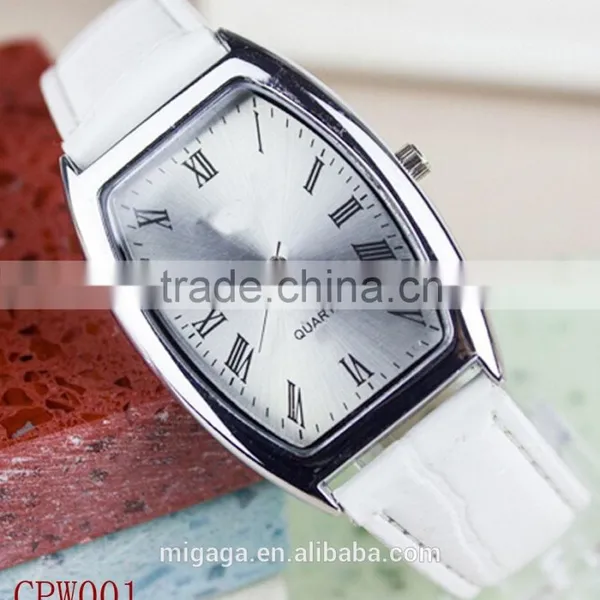 Silvery Romantic Leather Band Roman Numberals Couple Watch for Wedding Gifts photo-3
