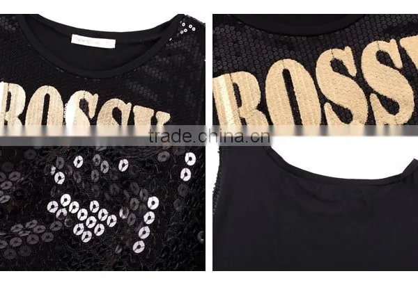Factory Low Price Dance Beaded Printed Sleeveless Crop Tops photo-6
